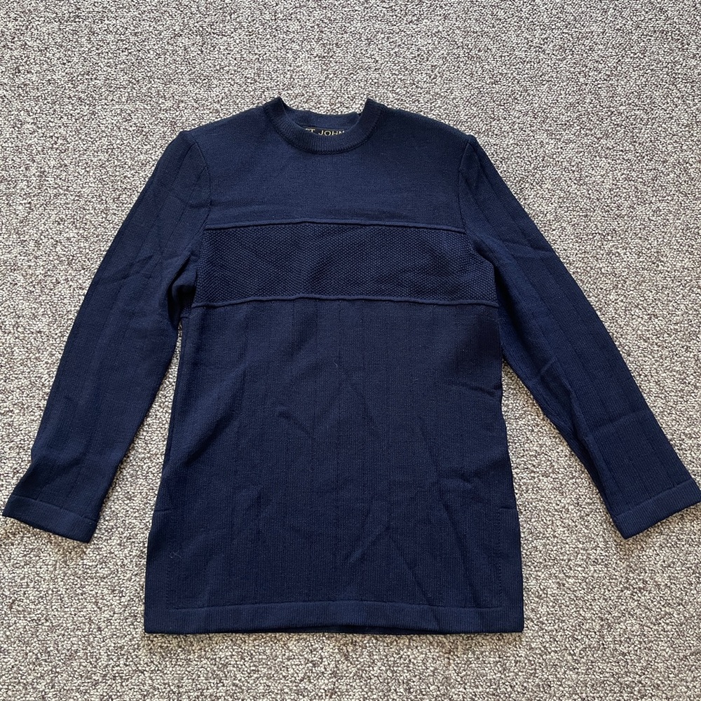 St John Collection Navy Knit Sweater Tunic Top P XS